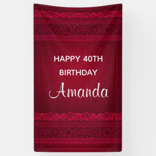 Fancy & Elegant Red Background Stylish Birthday Banner