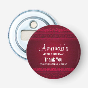 Fancy & Elegant Red Background Stylish Birthday Bottle Opener
