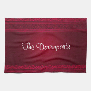 Fancy & Elegant Red Background Stylish Kitchen Towel