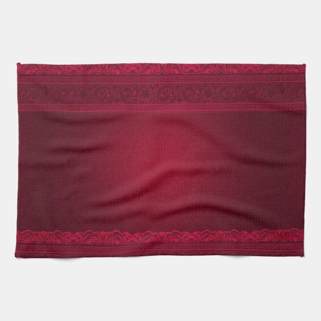 Fancy & Elegant Red Background Stylish Kitchen Towel (Horizontal)