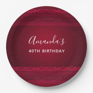 Fancy & Elegant Red Background Stylish Paper Plate