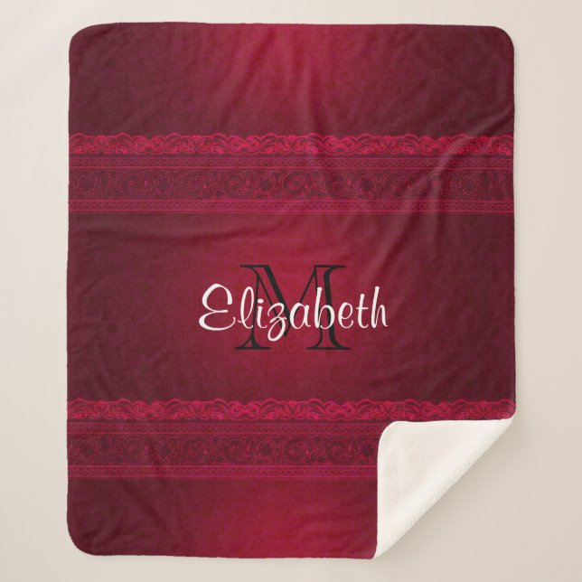 Fancy & Elegant Red Background Stylish Sherpa Blanket (Front)