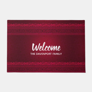Fancy & Elegant Red Background Stylish Welcome Doormat