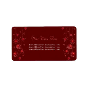 Fancy Elegant Red Christmas Decorations Label