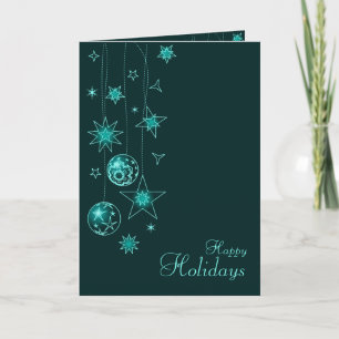 Fancy Elegant Turquoise Christmas Decorations Holiday Card