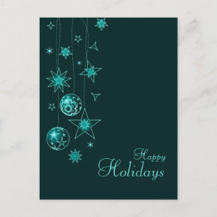 Fancy Elegant Turquoise Christmas Decorations Holiday Postcard