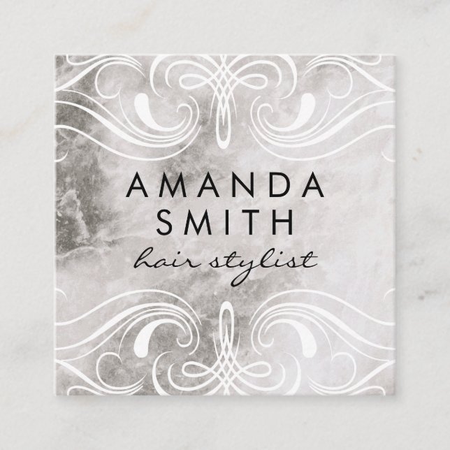 Fancy Elements Marble Square Business Card (Front)