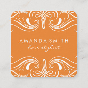 Fancy Elements Orange Square Business Card