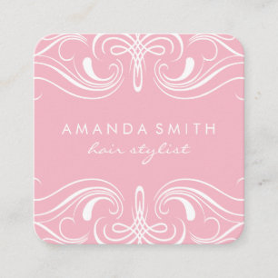 Fancy Elements Pink Square Business Card