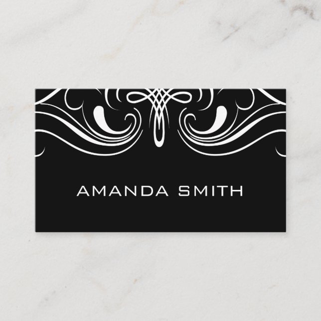Fancy Elements Simple Black Business Card (Front)