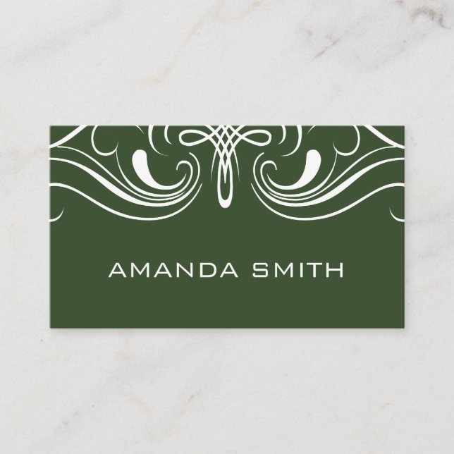 Fancy Elements Simple Dark Green Business Card (Front)