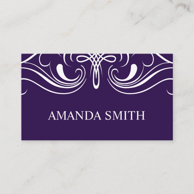 Fancy Elements Simple Dark Purple Business Card (Front)