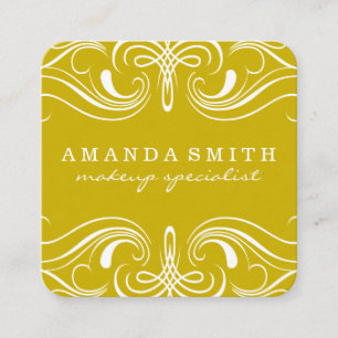Fancy Elements Yellow Square Business Card