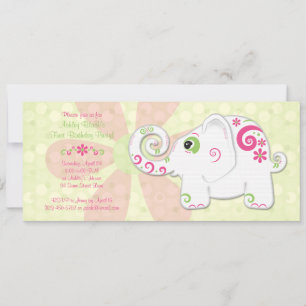 Fancy Elephant Birthday Party Invitation