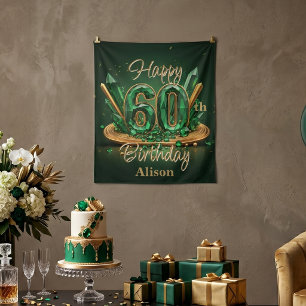Fancy Emerald Green Gold Gemstone 60th Birthday Tapestry