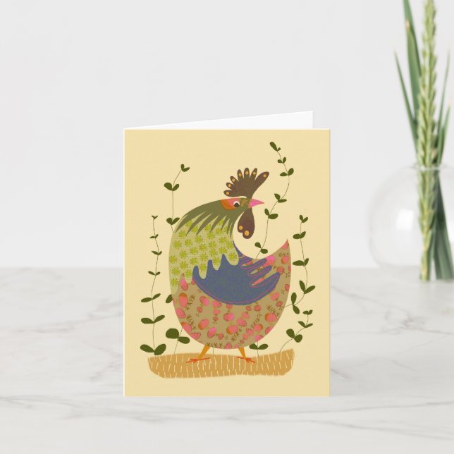 Fancy Fall Colours Chicken BLANK Greeting Card (Front)