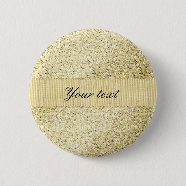 Fancy Faux Gold Glitter Personalized 2 Inch Round Button (Front)