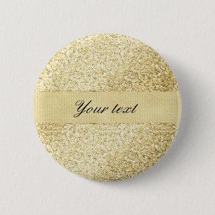 Fancy Faux Gold Glitter Personalized 2 Inch Round Button