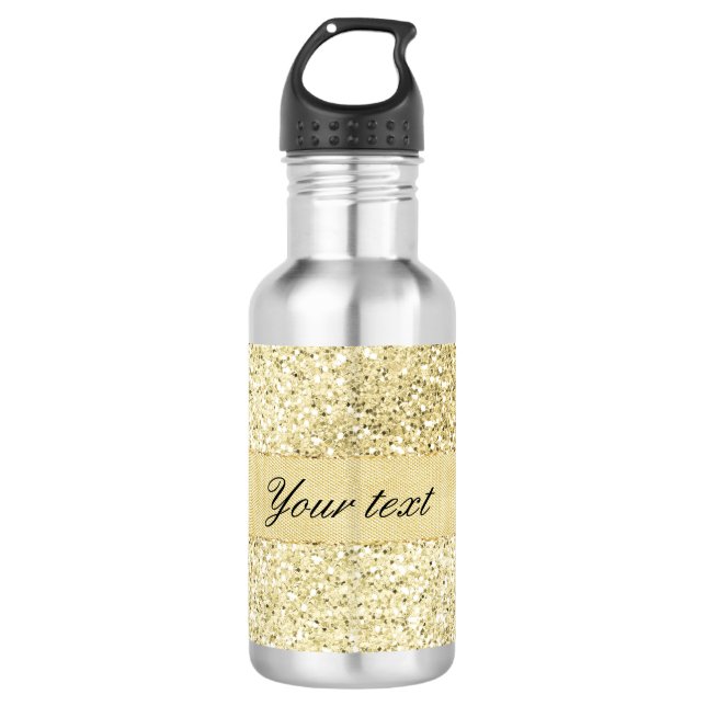 Fancy Faux Gold Glitter Personalized 532 Ml Water Bottle (Front)