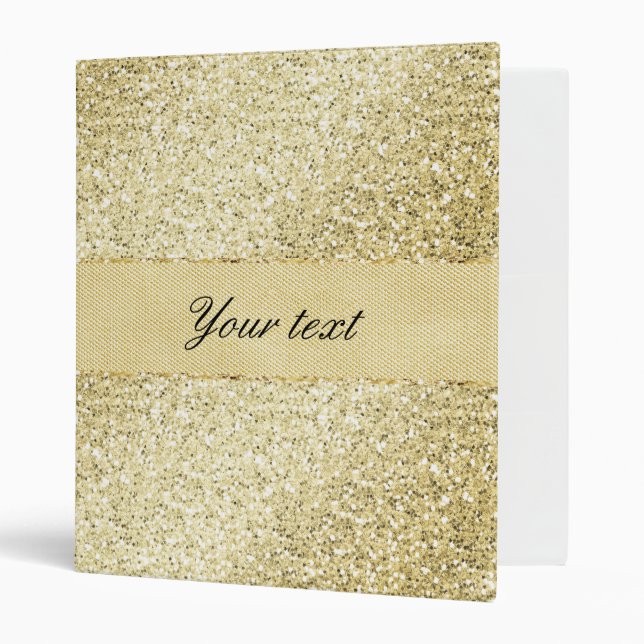 Fancy Faux Gold Glitter Personalized Binder (Front/Inside)