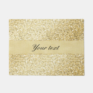 Fancy Faux Gold Glitter Personalized Doormat