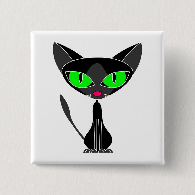 Fancy Feline Black Cat Button (Front)