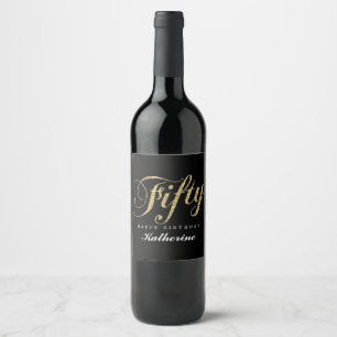 Fancy Fifty Years Birthday Wine Label