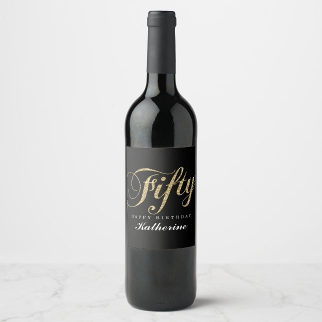 Fancy Fifty Years Birthday Wine Label (Front)