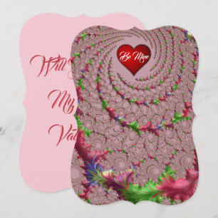 Fancy Filigree Romantic Fractal Valentine's Day Holiday Card