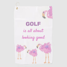 Fancy Flamingo Golf Towel