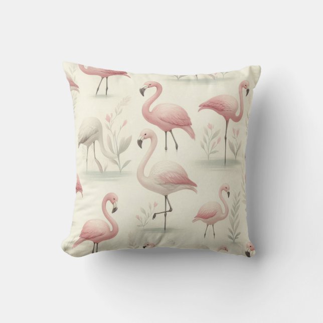 Fancy Flamingo Throw Pillow (Front)