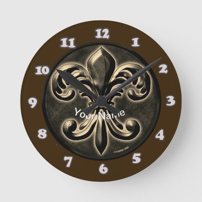 Fancy Fleur De Lis  Clock (Front)