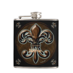 Fancy Fleur De Lis flask