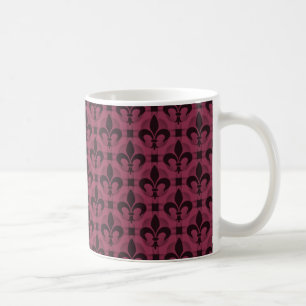 Fancy Fleur de lis Mug, Burgundy Coffee Mug
