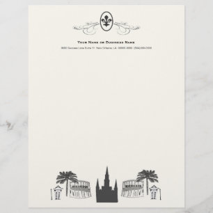 Fancy Fleur de Lis New Orleans Scene Letterhead