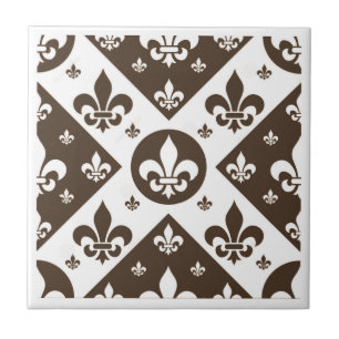 Fancy Fleur De Lis Tan Tile