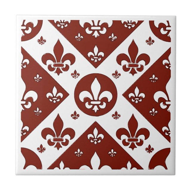 Fancy Fleur De Lis Tan Tile (Front)