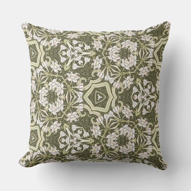 Fancy, Floral Art Deco Throw Pillow (Front)
