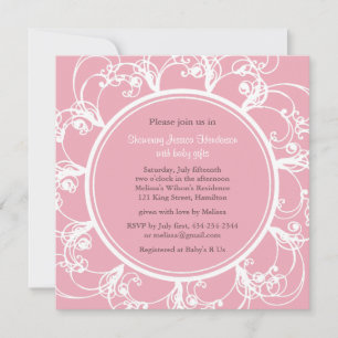 Fancy Floral Baby Shower Invitation (white/pink)