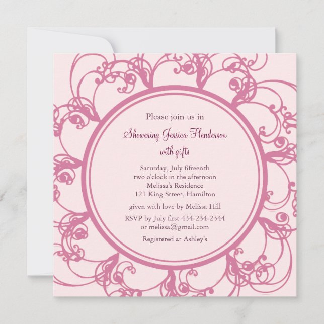 Fancy Floral Bridal Shower Invitation (Front)