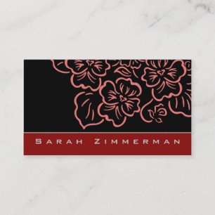 Fancy Floral Crimson Red Business Card