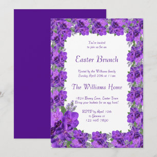 Fancy Floral Framed Easter Brunch Invitation