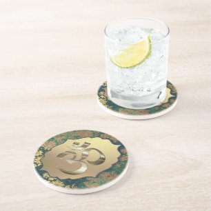 Fancy Floral Gold Om Coaster
