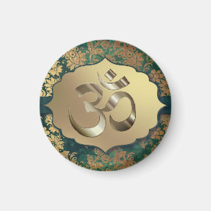 Fancy Floral Gold Om   Magnet