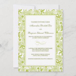 Fancy Floral Lime Green Wedding Invitation