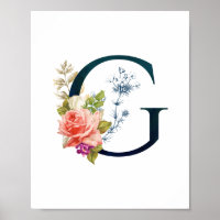 Fancy Floral Monogram Letter G  
