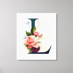 Fancy Floral Monogram Letter L   Canvas Print