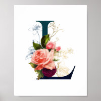 Fancy Floral Monogram Letter L