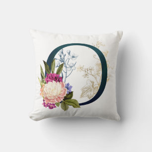 Fancy Floral Monogram Letter O Throw Pillow