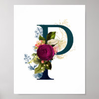 Fancy Floral Monogram Letter P  